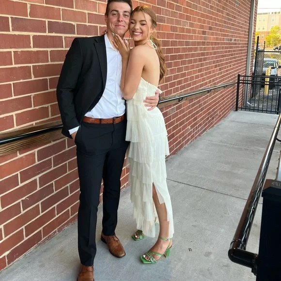 Formal Ruffle ivory maxi